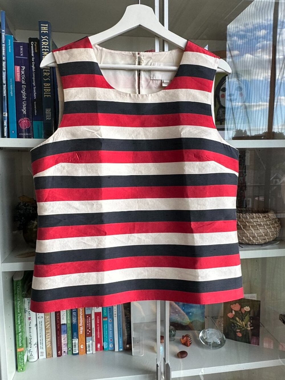 J. Crew Collection Silk Red Blue‎ Summer 2012 Striped Sleeveless Top 12